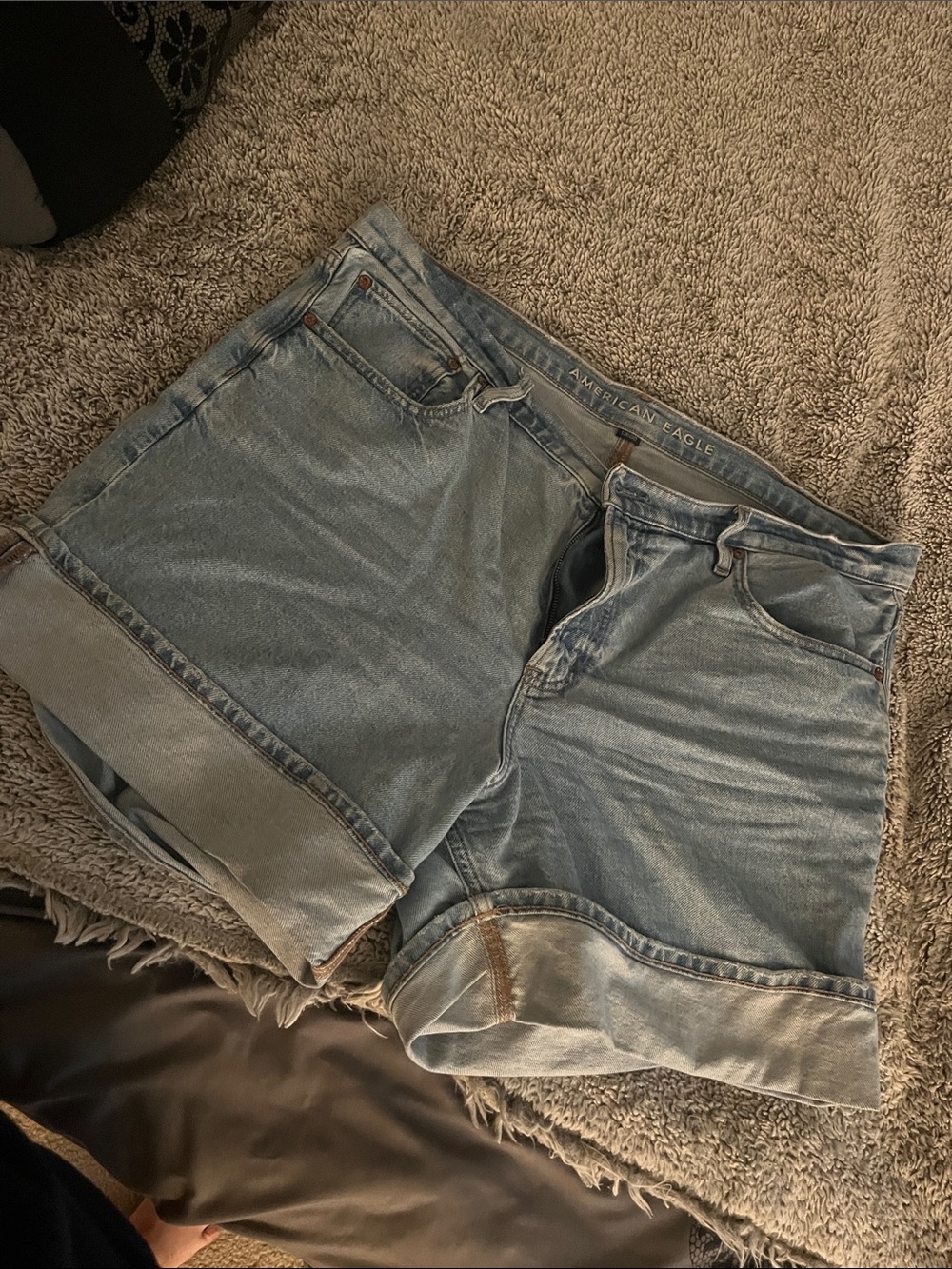 American Eagle Outfitters Light Wash Rolled Hem Denim Shorts